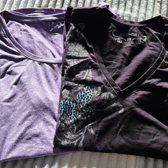 Two tshirts - Purple and Black Size 1x - Picture 1 of 5